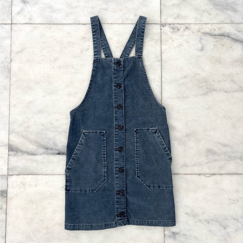 American Eagle Overall Dress Blue Corduroy Pinafore Mini Women XS Cottage Preppy